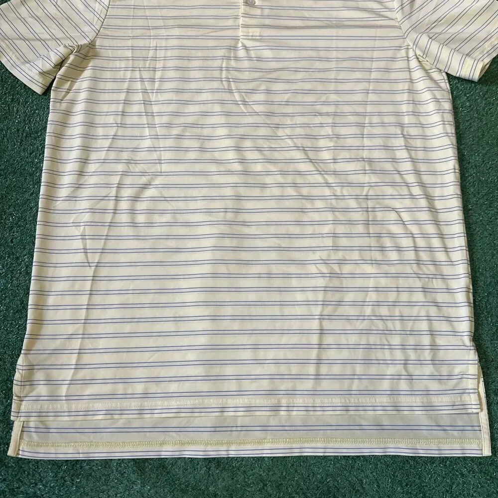 RLX Ralph Lauren Athletic Polo Shirt Men’s Large Yellow Blue Striped Stretch Fit